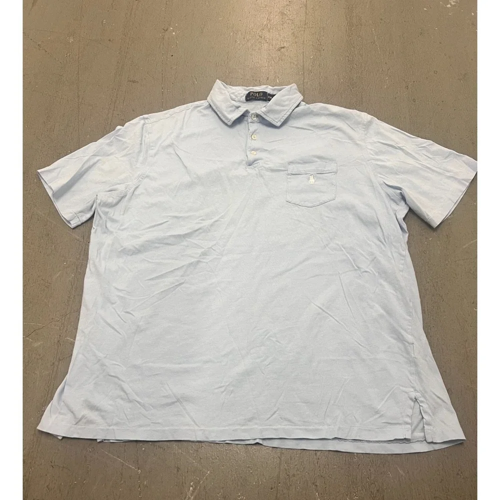 Polo Ralph Lauren Polo Mens‎ 2XL Light Blue Pony Embroidered Golf Shirt Summeru